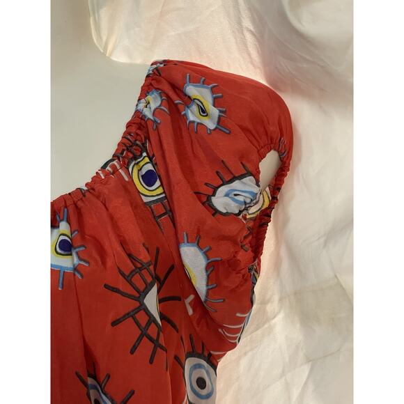 Royal Paisley Maxi Dress Women’s Size Large Red Bohemian Flow Fitted Casual Work - Picture 8 of 15